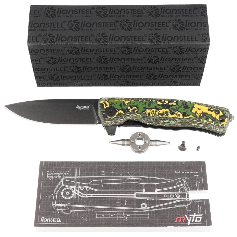 Nóż składany LionSteel Myto Toxic Storm Fat Carbon, Old Black MagnaCut by Molletta (MT01 MC TS)