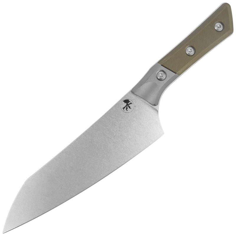 Nóż kuchenny Microtech Chef 8'' OD Green G10 / Titanium Bolster, Stonewashed M390MK (3000B-10 OD)