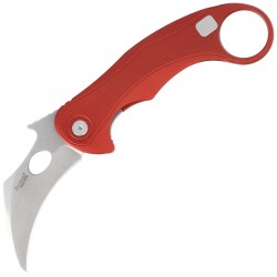 Nóż składany LionSteel L.E.One Mid Karambit Red Aluminium, Stonewashed M390 by Emerson Design (LE2 A RS)