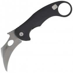Nóż składany LionSteel L.E.One Mid Karambit Black Aluminium, Stonewashed M390 by Emerson Design (LE2 A BS)