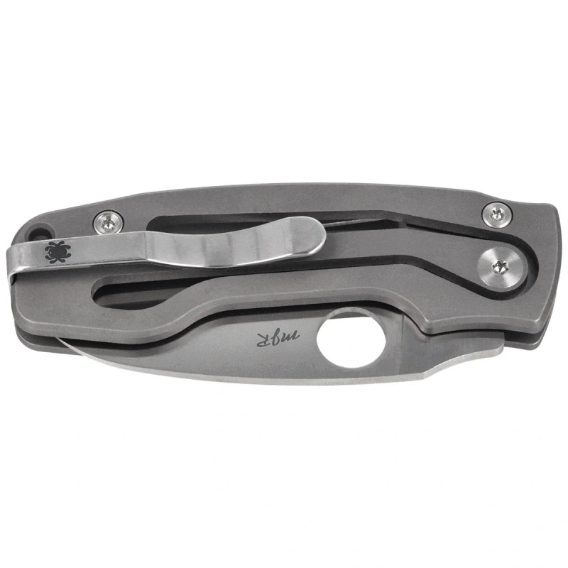 Nóż składany Spyderco Pits 2 Slipit Gray Titanium, Satin M390 by Mike Read (C269TIP)