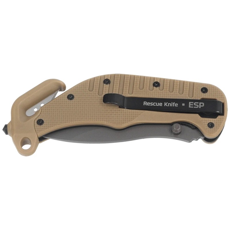 Nóż ratowniczy ESP RKK-01 Khaki PA66 Polyamide, Titanium Gray PVD AUS-8