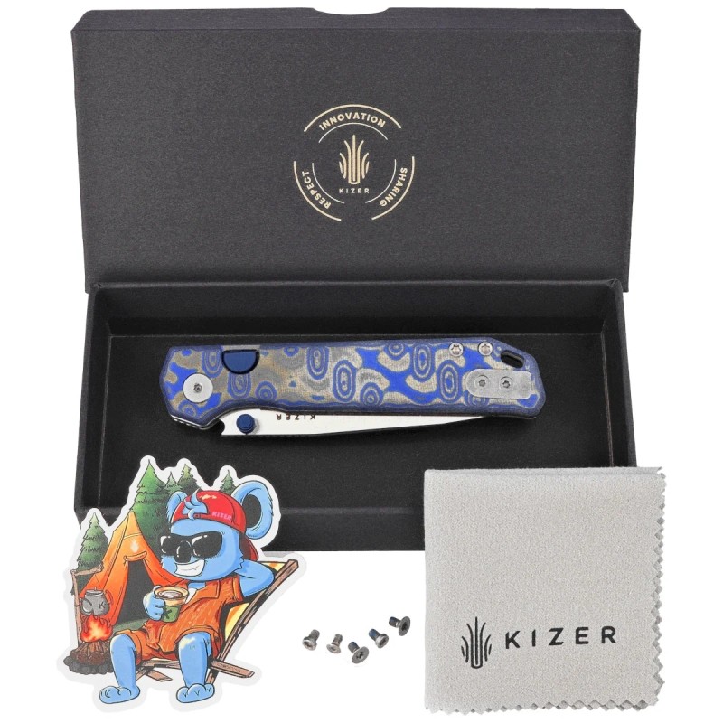 Nóż składany Kizer Begleiter 2.9 BLL Blue Vortex Micarta, Satin BD1N by Azo (V3458.2BDA1)