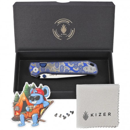 Nóż składany Kizer Begleiter 2.9 BLL Blue Vortex Micarta, Satin BD1N by Azo (V3458.2BDA1)