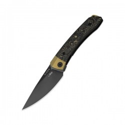 Nóż składany Kizer Mini MoMo Gold Titanium / Camo Gold Fat Carbon, Polished DLC S90V by Vladimir Legachev (Ki3663A3)