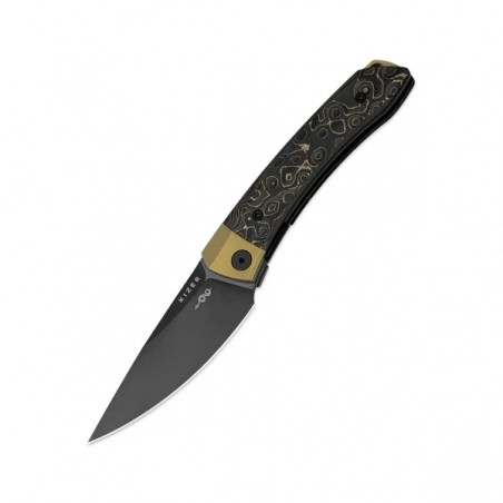 Nóż składany Kizer Mini MoMo Gold Titanium / Camo Gold Fat Carbon, Polished DLC S90V by Vladimir Legachev (Ki3663A3)