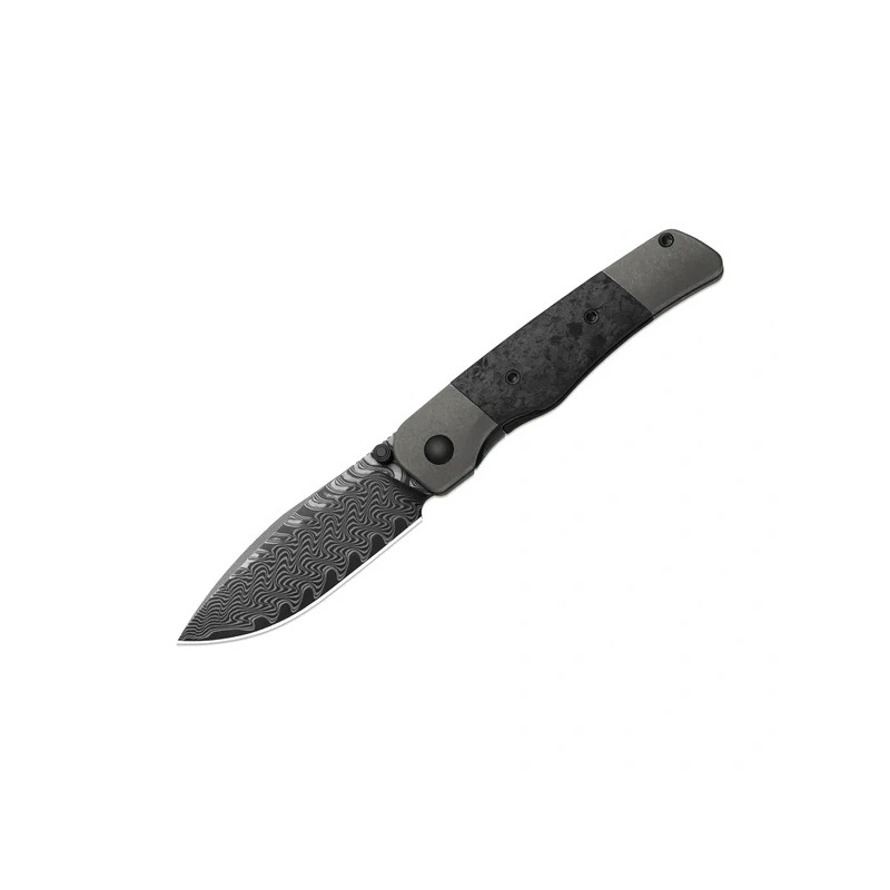 Nóż składany Kizer Coywolf Gray Titanium / Black Carbon Fiber, Acid-Washed Damascus by Derek Sharon (Ki3685A1)