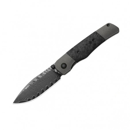 Nóż składany Kizer Coywolf Gray Titanium / Black Carbon Fiber, Acid-Washed Damascus by Derek Sharon (Ki3685A1)