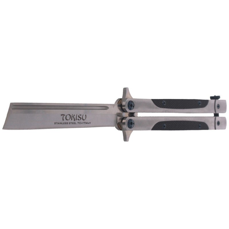 Nóż składany motylek TOKISU Balisong Black G10/Steel, Satin (02174)