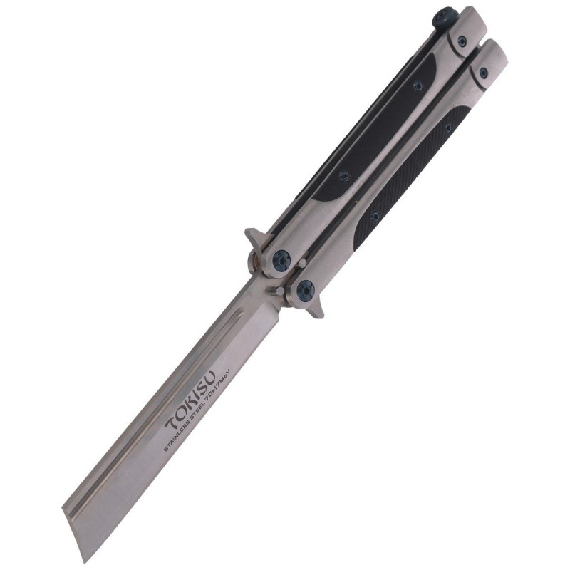 Nóż składany motylek TOKISU Balisong Black G10/Steel, Satin (02174)