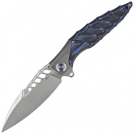 Nóż składany RikeKnife Thor 7 Integral Titanium Black/Blue G10, Satin 154CM (RK-THOR7-BB)