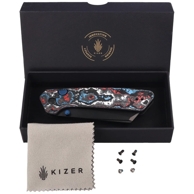 Nóż składany Kizer Madrac Nebula Fat Carbon, Matte DLC Ultra S45VN by Matteo Pignatelli (Ki3693A1)
