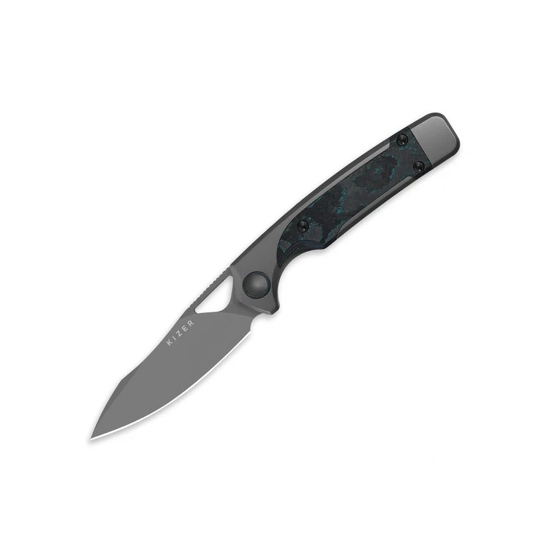 Nóż składany Kizer Ara Gray Titanium / Brittany Blue Camo Carbon, Gray Stonewashed S45VN Jonathan Styles & Paul Munko (Ki3729A2)