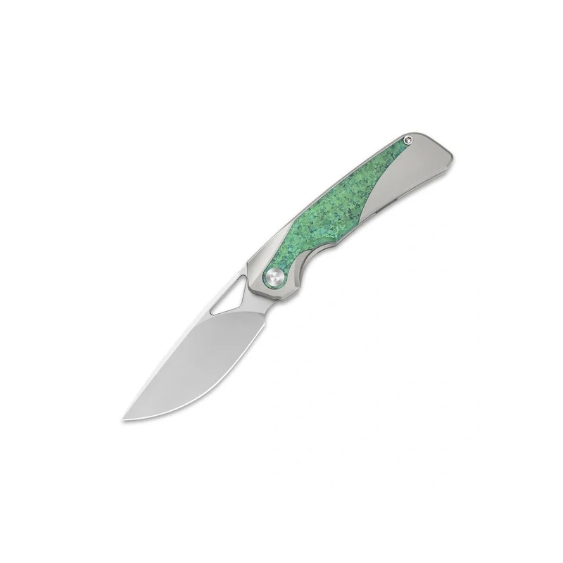 Nóż składany Kizer Topsail Silver / Green Crystallized Titanium, Blast M390 by Jonathan Styles (Ki3735A4)