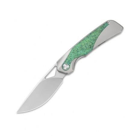 Nóż składany Kizer Topsail Silver / Green Crystallized Titanium, Blast M390 by Jonathan Styles (Ki3735A4)