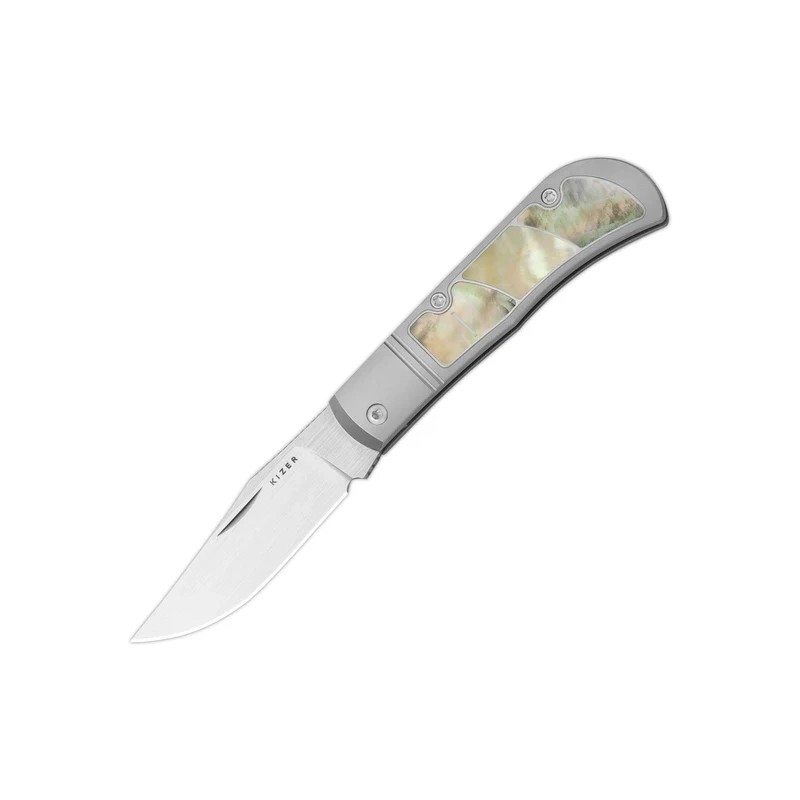 Nóż składany Kizer Trestle Silver Titanium / Mother of Pearl, Hand Brushed S45VN by Azo (Ki3761A3)