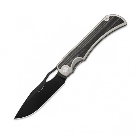 Nóż składany Kizer Allure Silver Titanium / Norplex UltreX Micarta, Black Stonewashed S45VN by Johan Jordaan (Ki4763LDA2)