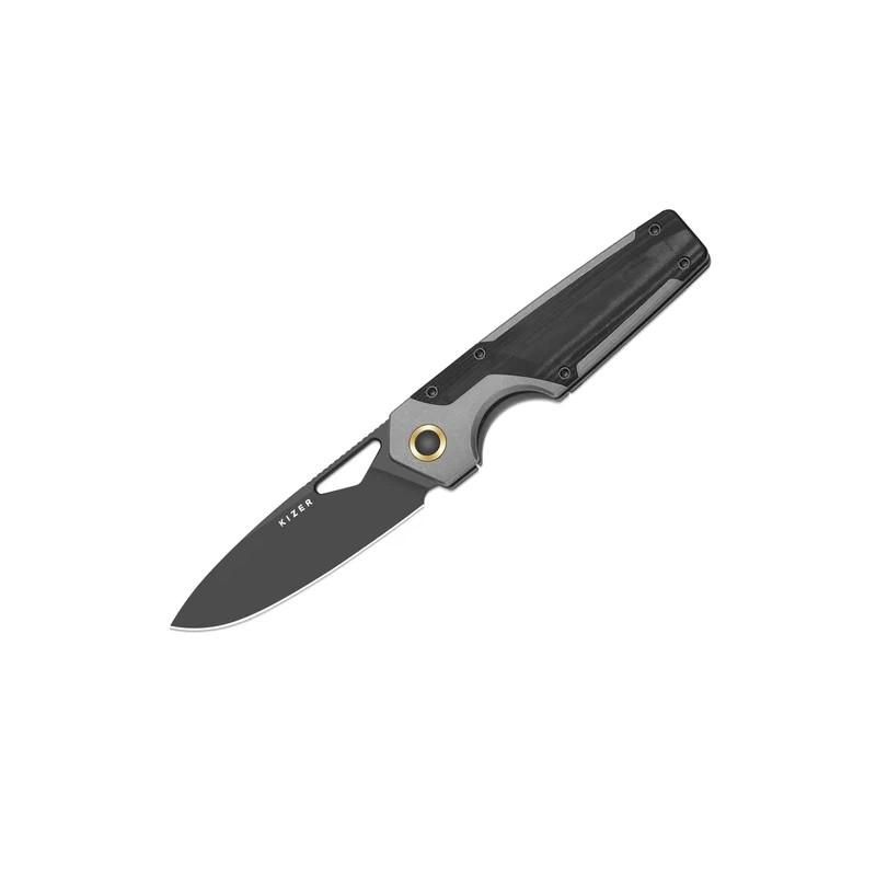 Nóż składany Kizer Serpentine Gray Titanium / Black Micarta, Matte Ultra DLC Elmax by Jonathan Styles (Ki3759FDA2)