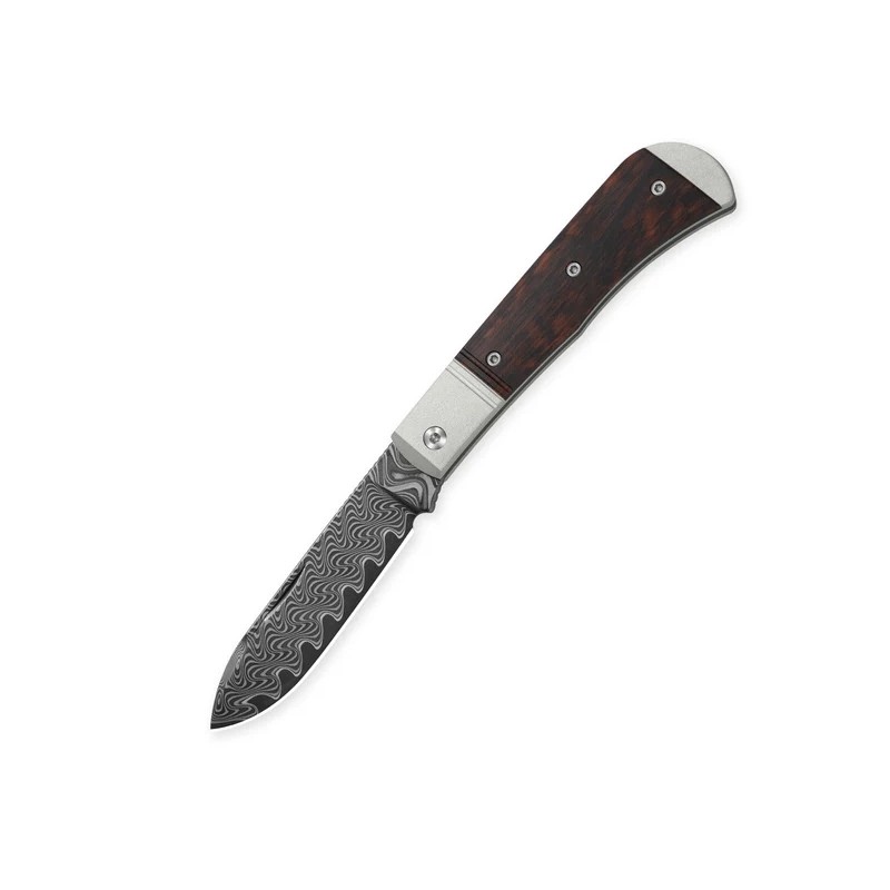 Nóż składany Kizer Trestle D Grey Aluminium / Leopardwood, Acid Washed Damascus by Azo (V3760A3)