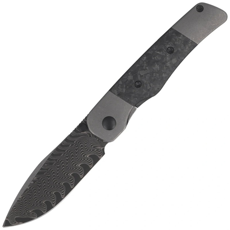 Nóż składany Kizer Coywolf Gray Titanium / Black Carbon Fiber, Acid-Washed Damascus by Derek Sharon (Ki3685A1)