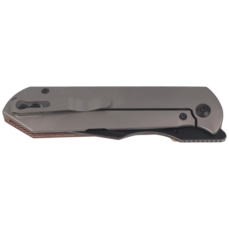 Nóż składany Kizer Harpoon Fold Gray Titanium / Brown Norplex UltreX Micarta, Acid-Washed 3-layer Composite Steel by Maverick Cu