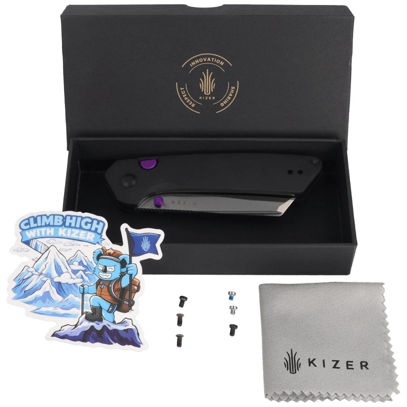 Nóż składany Kizer Madrac Black Aluminium, Satin S45VN by Matteo Pignatelli (Ki3693A2)