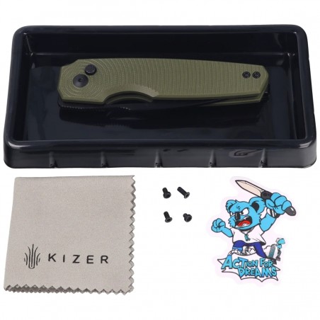 Nóż składany Kizer Dogfish Green G10, Black Nitro-V by Caleb Waldman (V3640A2)