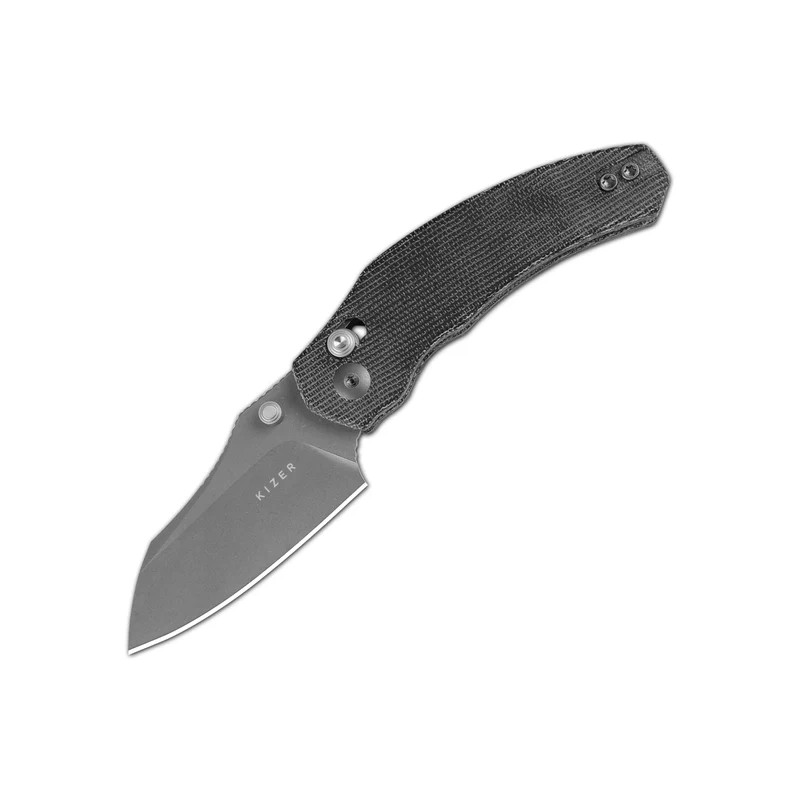 Nóż składany Kizer Mini Bulldog Black Micarta, Gray Stonewashed Nitro-V by O.SHO (V3672SA2)