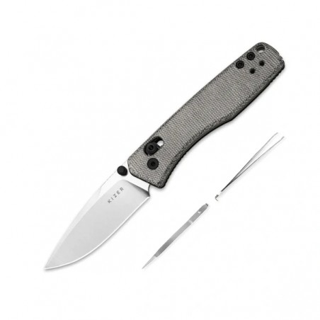 Nóż składany Kizer Aegis Black Norplex UltreX Micarta, Satin AEB-L by Azo (V3774A1)