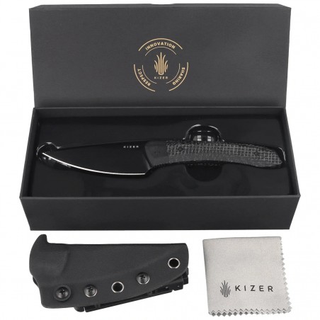 Nóż Kizer MoMo Fix 3 Black Micarta/ Black G10, Black PVD AEB-L by Vladimir Legachev (1124A4)