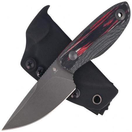 Nóż Kizer Finch Black-Red-Blue Micarta/Reconstituted Wood, Gray PVD/Stonewashed AEB-L by Vincent Rizzo (1134A2)