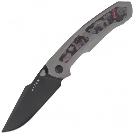 Nóż składany Kizer Feweed Gray Titanium / Purple Haze Fat Carbon, Black Stonewashed S35VN by Vũ Huỳnh Nam Anh (Ki3694A1)