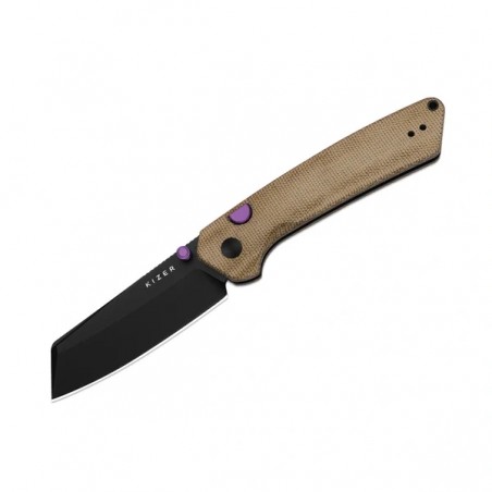 Nóż składany Kizer Madrac Brown Norplex UltreX Micarta, Black PVD 14C28N by Matteo Pignatelli (V3693BSA1)