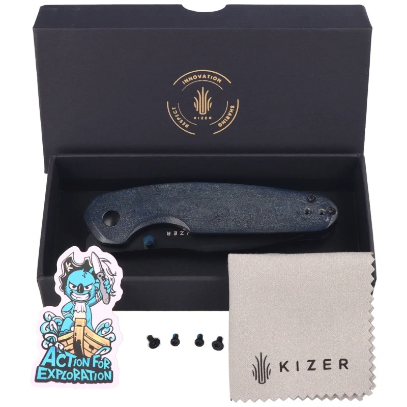 Nóż składany Kizer Meteora Blue Canyon Richlite, Black PVD Nitro-V by Evgeniy Bulychev (V3730A3)