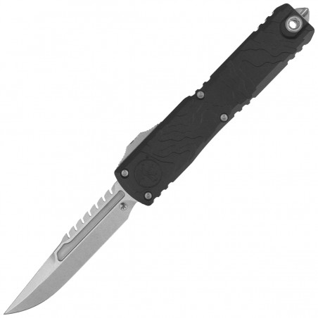 Nóż automatyczny OTF Microtech Ultratech Gen IV Interceptor Signature Black Topographic Deep Engraved Aluminium, Stonewashed M39