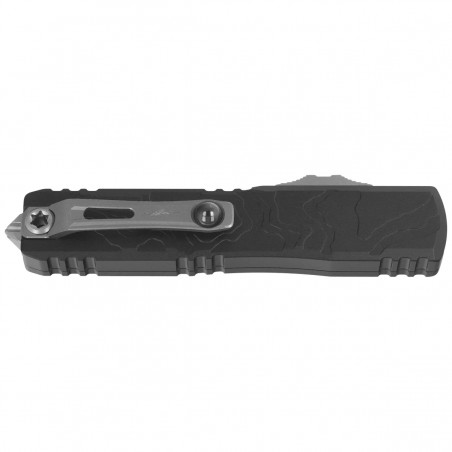 Nóż automatyczny OTF Microtech Ultratech Gen IV Interceptor Signature Black Topographic Deep Engraved Aluminium, Stonewashed M39