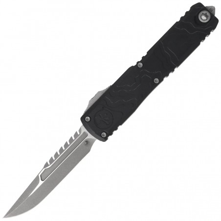 Nóż automatyczny OTF Microtech Ultratech Gen IV Interceptor Signature Black Topographic Deep Engraved Aluminium, Apocalyptic M39