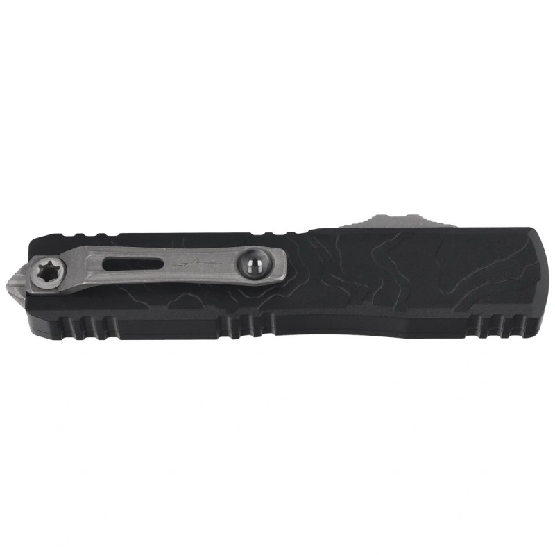 Nóż automatyczny OTF Microtech Ultratech Gen IV Interceptor Signature Black Topographic Deep Engraved Aluminium, Apocalyptic M39
