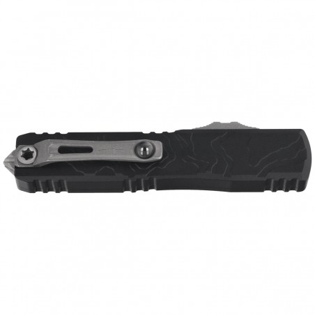 Nóż automatyczny OTF Microtech Ultratech Gen IV Interceptor Signature Black Topographic Deep Engraved Aluminium, Apocalyptic M39