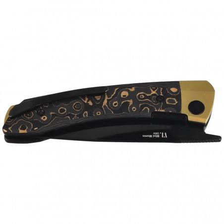 Nóż składany Kizer Mini MoMo Gold Titanium / Camo Gold Fat Carbon, Polished DLC S90V by Vladimir Legachev (Ki3663A3)