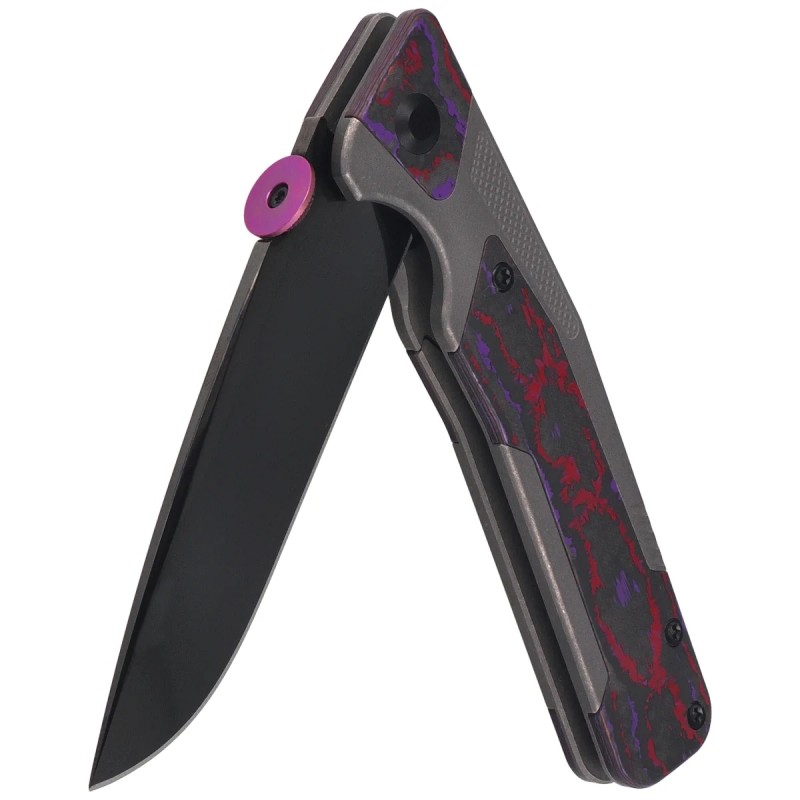 Nóż składany Kizer Sable Chief Dark Gray Titanium / Purple Haze Fat Carbon, Polished DLC Ultra K390 by Jonathan Styles (Ki3745A2