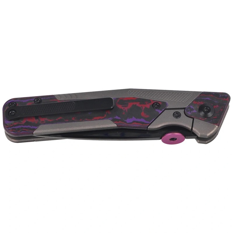 Nóż składany Kizer Sable Chief Dark Gray Titanium / Purple Haze Fat Carbon, Polished DLC Ultra K390 by Jonathan Styles (Ki3745A2