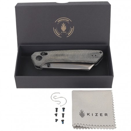 Nóż składany Kizer Madrac Black Norplex UltreX Micarta, Satin Nitro-V by Matteo Pignatelli (V3693A3)