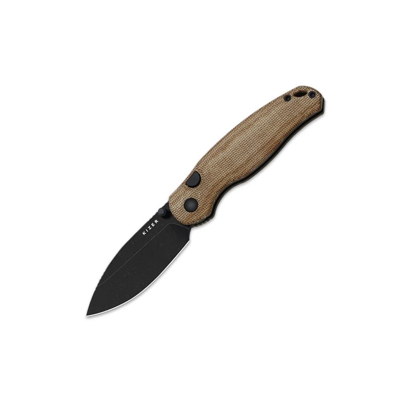 Nóż składany Kizer Phoca BD Brown Norplex UltreX Micarta, Black Stonewashed 14C28N (V3781BDA1)