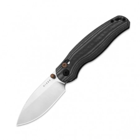 Nóż składany Kizer Phoca CD Black Norplex UltreX Micarta, Satin 14C28N (V3781CDA1)