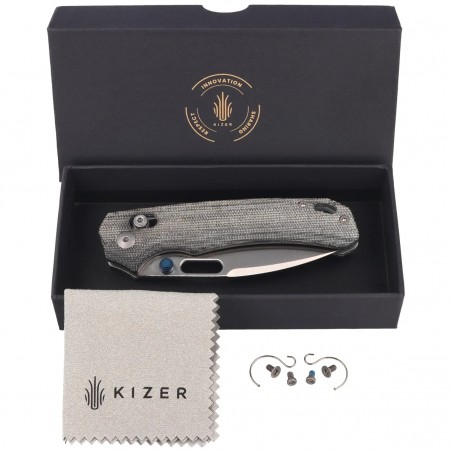 Nóż składany Kizer Outposter Black Norplex UltreX™ Micarta, Satin Nitro-V (V3802CDA1)