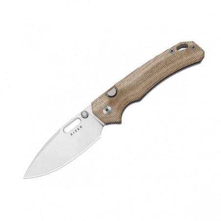 Nóż składany Kizer Outposter Brown Norplex UltreX Micarta, Satin Nitro-V (V3802BDA1)