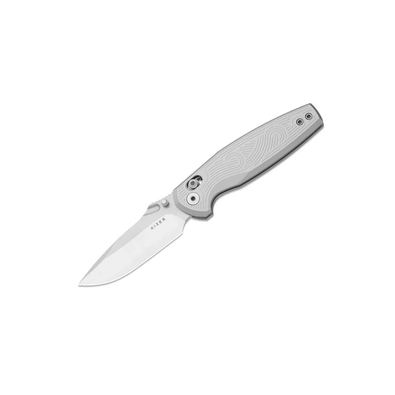 Nóż składany Kizer Khamsin Silver Aluminium, Satin Nitro-V by Maksim Epifantsev (V3791A3)