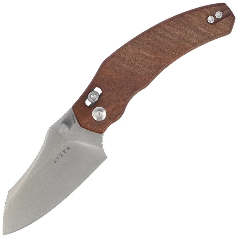 Nóż składany Kizer Bulldog Mkuruti Wood, Satin Nitro-V by O.SHO (V3672A2)