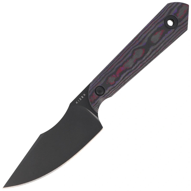 Nóż Kizer Mini Harpoon Purple Haze Fat Carbon, Black Matte DLC Ultra S45VN by Maverick Customs (1040S9)
